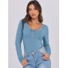 imageCaracilia Women Long Sleeve Top Henley Shirts Button Down Tight Slim Fitted 2025 Spring Casual Basic TShirts BlousesBluish Grey