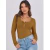 imageCaracilia Women Long Sleeve Top Henley Shirts Button Down Tight Slim Fitted 2025 Spring Casual Basic TShirts BlousesCaramel