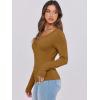 imageCaracilia Women Long Sleeve Top Henley Shirts Button Down Tight Slim Fitted 2025 Spring Casual Basic TShirts BlousesCaramel