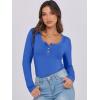imageCaracilia Women Long Sleeve Top Henley Shirts Button Down Tight Slim Fitted 2025 Spring Casual Basic TShirts BlousesDark Blue