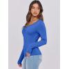 imageCaracilia Women Long Sleeve Top Henley Shirts Button Down Tight Slim Fitted 2025 Spring Casual Basic TShirts BlousesDark Blue