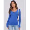 imageCaracilia Women Long Sleeve Top Henley Shirts Button Down Tight Slim Fitted 2025 Spring Casual Basic TShirts BlousesDark Blue
