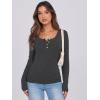 imageCaracilia Women Long Sleeve Top Henley Shirts Button Down Tight Slim Fitted 2025 Spring Casual Basic TShirts BlousesDark Gray