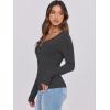 imageCaracilia Women Long Sleeve Top Henley Shirts Button Down Tight Slim Fitted 2025 Spring Casual Basic TShirts BlousesDark Gray