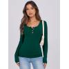 imageCaracilia Women Long Sleeve Top Henley Shirts Button Down Tight Slim Fitted 2025 Spring Casual Basic TShirts BlousesDark Green