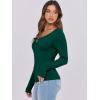 imageCaracilia Women Long Sleeve Top Henley Shirts Button Down Tight Slim Fitted 2025 Spring Casual Basic TShirts BlousesDark Green