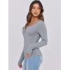 imageCaracilia Women Long Sleeve Top Henley Shirts Button Down Tight Slim Fitted 2025 Spring Casual Basic TShirts BlousesGrey