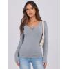 imageCaracilia Women Long Sleeve Top Henley Shirts Button Down Tight Slim Fitted 2025 Spring Casual Basic TShirts BlousesGrey