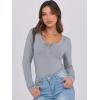 imageCaracilia Women Long Sleeve Top Henley Shirts Button Down Tight Slim Fitted 2025 Spring Casual Basic TShirts BlousesGrey