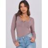 imageCaracilia Women Long Sleeve Top Henley Shirts Button Down Tight Slim Fitted 2025 Spring Casual Basic TShirts BlousesGrey Pink