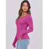 imageCaracilia Women Long Sleeve Top Henley Shirts Button Down Tight Slim Fitted 2025 Spring Casual Basic TShirts BlousesHot Pink