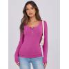 imageCaracilia Women Long Sleeve Top Henley Shirts Button Down Tight Slim Fitted 2025 Spring Casual Basic TShirts BlousesHot Pink