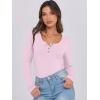 imageCaracilia Women Long Sleeve Top Henley Shirts Button Down Tight Slim Fitted 2025 Spring Casual Basic TShirts BlousesLight Pink