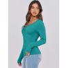 imageCaracilia Women Long Sleeve Top Henley Shirts Button Down Tight Slim Fitted 2025 Spring Casual Basic TShirts BlousesMint