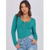 imageCaracilia Women Long Sleeve Top Henley Shirts Button Down Tight Slim Fitted 2025 Spring Casual Basic TShirts BlousesMint