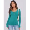 imageCaracilia Women Long Sleeve Top Henley Shirts Button Down Tight Slim Fitted 2025 Spring Casual Basic TShirts BlousesMint