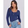 imageCaracilia Women Long Sleeve Top Henley Shirts Button Down Tight Slim Fitted 2025 Spring Casual Basic TShirts BlousesNavy Blue