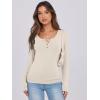 imageCaracilia Women Long Sleeve Top Henley Shirts Button Down Tight Slim Fitted 2025 Spring Casual Basic TShirts BlousesOffwhite