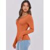 imageCaracilia Women Long Sleeve Top Henley Shirts Button Down Tight Slim Fitted 2025 Spring Casual Basic TShirts BlousesOrange