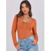 imageCaracilia Women Long Sleeve Top Henley Shirts Button Down Tight Slim Fitted 2025 Spring Casual Basic TShirts BlousesOrange