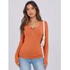 imageCaracilia Women Long Sleeve Top Henley Shirts Button Down Tight Slim Fitted 2025 Spring Casual Basic TShirts BlousesOrange