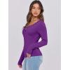imageCaracilia Women Long Sleeve Top Henley Shirts Button Down Tight Slim Fitted 2025 Spring Casual Basic TShirts BlousesPurple