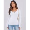 imageCaracilia Women Long Sleeve Top Henley Shirts Button Down Tight Slim Fitted 2025 Spring Casual Basic TShirts BlousesWhite