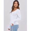 imageCaracilia Women Long Sleeve Top Henley Shirts Button Down Tight Slim Fitted 2025 Spring Casual Basic TShirts BlousesWhite