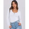 imageCaracilia Women Long Sleeve Top Henley Shirts Button Down Tight Slim Fitted 2025 Spring Casual Basic TShirts BlousesWhite