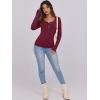 imageCaracilia Women Long Sleeve Top Henley Shirts Button Down Tight Slim Fitted 2025 Spring Casual Basic TShirts BlousesWine Red