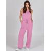 imageCaracilia Womens Jumpsuits Air Essentials Dressy Romper Wide Leg Long Pants Jumper 2025 Summer Travel Outfits Fashion ClothesPink