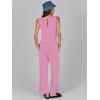 imageCaracilia Womens Jumpsuits Air Essentials Dressy Romper Wide Leg Long Pants Jumper 2025 Summer Travel Outfits Fashion ClothesPink