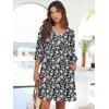 imageCaracilia Womens Summer Dress 2025 Trendy 34 Lantern Sleeve V Neck Flowy Casual Boho Mini Beach Dresses with PocketsBlack