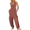 imageCaracilia Overalls for Women Loose Fit Summer Casual Jumpsuit Sleeveless Baggy Harem Pants Rompers One Piece Jumpers OutfitsCaramel