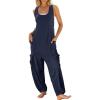 imageCaracilia Overalls for Women Loose Fit Summer Casual Jumpsuit Sleeveless Baggy Harem Pants Rompers One Piece Jumpers OutfitsNavy Blue