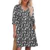 imageCaracilia Womens Summer Dress 2025 Trendy 34 Lantern Sleeve V Neck Flowy Casual Boho Mini Beach Dresses with PocketsBlack