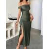 imageCaracilia Women Off Shoulder Sleeveless Maxi Formal Dress High Split Cocktail Party Elegant 2025 Fall Wedding Guest DressesArmy Green