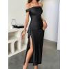 imageCaracilia Women Off Shoulder Sleeveless Maxi Formal Dress High Split Cocktail Party Elegant 2025 Fall Wedding Guest DressesBlack