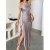 imageCaracilia Women Off Shoulder Sleeveless Maxi Formal Dress High Split Cocktail Party Elegant 2025 Fall Wedding Guest DressesShallow Apricot