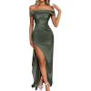 imageCaracilia Women Off Shoulder Sleeveless Maxi Formal Dress High Split Cocktail Party Elegant 2025 Fall Wedding Guest DressesArmy Green