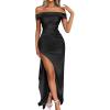 imageCaracilia Women Off Shoulder Sleeveless Maxi Formal Dress High Split Cocktail Party Elegant 2025 Fall Wedding Guest DressesBlack
