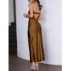 imageCaracilia Womens Strapless Satin Tube Bodycon Backless Wedding Guest Maxi Dress 2025 Fall Formal Long DressesBrown