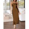 imageCaracilia Womens Strapless Satin Tube Bodycon Backless Wedding Guest Maxi Dress 2025 Fall Formal Long DressesBrown