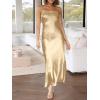 imageCaracilia Womens Strapless Satin Tube Bodycon Backless Wedding Guest Maxi Dress 2025 Fall Formal Long DressesChampagne