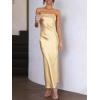 imageCaracilia Womens Strapless Satin Tube Bodycon Backless Wedding Guest Maxi Dress 2025 Fall Formal Long DressesChampagne