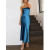 imageCaracilia Womens Strapless Satin Tube Bodycon Backless Wedding Guest Maxi Dress 2025 Fall Formal Long DressesDark Blue