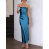 imageCaracilia Womens Strapless Satin Tube Bodycon Backless Wedding Guest Maxi Dress 2025 Fall Formal Long DressesDark Blue