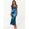 imageCaracilia Womens Strapless Satin Tube Bodycon Backless Wedding Guest Maxi Dress 2025 Fall Formal Long DressesDark Blue