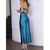 imageCaracilia Womens Strapless Satin Tube Bodycon Backless Wedding Guest Maxi Dress 2025 Fall Formal Long DressesDark Blue