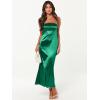 imageCaracilia Womens Strapless Satin Tube Bodycon Backless Wedding Guest Maxi Dress 2025 Fall Formal Long DressesGreen